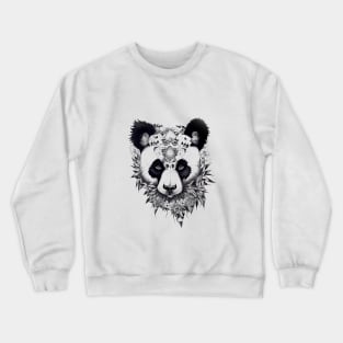 Panda Bear Wild Animal Nature Illustration Art Tattoo Crewneck Sweatshirt